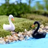 Ornamenti di cigno bianco nero Decorazioni artigianali in resina per giardino domestico Paesaggio in miniatura Giardino fatato Bonsai Terrari Puntelli