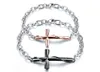 High Quality Fancy Love's Jewelry Stainless Steel Lingering Love Cross Charms Bracelet Oval Chain Black & Rose Gold