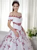 Röda och vita färgglada bröllopsklänningar 2020 bollklack från axelbroderi pärlstav Corset tillbaka Prinsessan, icke-vita brudklänningar färgade