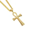 Nuevo collar de acero inoxidable Ankh Joya egipcia Hip Hop Colgante de oro Hecho Gold Key to Life Egipto Collar 24 "Cadena7195376