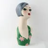 Fibra de vidro feminina pintada de mannequin de cabeça para chapéu de jóia e decoração de coleta de exibição de peruca EMS 203S4424212