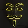 El Wire Led Mask Vendetta Party Fashion V Cosplay Kostym Guy Fawkes Anonym Mask för Party Halloween Scary Decoration ZA3639