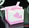 2017 Baby Shower Party Favors Love Heart Shape Christmas Candy Boxes Laser Cut Present Chokladlåda för bröllopsdekoration med band