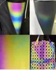 135 cm * 50 cm nacht kleurrijke verkeerssignaal iridescentie reflecterende lederen stof persoonlijkheid regenboog tassen kledingstuk schoenen materiaal