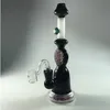 Two Colors Black/Hunter Glass Bong with Cone Bowl Fashion Pattern Glass Water Pipe High Quality Recycler Oil Rigs Smoking Hookahs