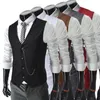Men kamizelki biznesowe Formalne męskie kamizelki mody Tuxedos nosze kamizelki oblubieńca kamizelki swobodne szczupłe kamizelki na zamówienie z łańcuchem