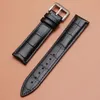 14mm 16mm 18mm 20mm 22mm äkta läder Watchband Croco Mönster Watch Band Armband Black Watchbands Universal Men Women200e