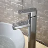 Envío Gratis, grifo alto, lavabo de baño redondo alto, grifo mezclador para lavabo, grifo de latón con pulverizador pulido cromado, agua caliente y fría