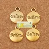Believe Round Spacer Charm Beads 300pcs/lot 15.4x11.8mm Antique Silver/Gold/Bronze Pendants Jewelry DIY L350 LZsilver