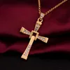 High quality men's cross 18k gold jewelry pendant necklace WGN703,A++ Yellow Gold white gemstone Necklaces with chains