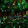 الأزرق الأخضر الأبيض متعدد الألوان مصابيح شمسية صفراء في الهواء الطلق 12m 100mleds LED LED String Fairy Christmas Party Solars Garden Lamp D1.5