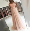 Sexy rose robes De Baile chérie a-ligne Tulle avec dentelle Appliques perle élégante robes De bal longue robe De soirée robe