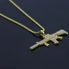 18K guldpläterad Rapper M4 Submachellone Gun Pendant Halsband 75cm Guldfärg Hiphop New York Mäns Hängsmycke Halsband 2017 juli stil