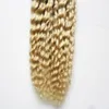 Malezyjski Kinky Curly Blonde Keratyn Rozszerzenie Włosów I Wskazówka 100G 1G / Strand Pre Bonded Włosy Kapsułki Keratyn Stick Tip Extensions