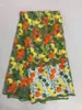 5 Y / adet Güzel yeşil sarı ve turuncu çiçek nakış ile fransız net dantel kumaş afrika elbise için örgü dantel RN2