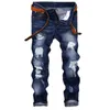 Модные винтажные мужские разорванные джинсы брюки Slim Fit. Беспокойная хип -хоп джинсовая ткань крутой мужская новинка уличная одежда Джин Брюки горячая распродажа