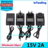 50pcs AC 100-240V To DC 15V 2A Power Supply Adapter 30W For DVE DV Toshiba Laptops UK EU US AU Plug Free shipping