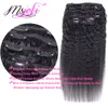 9a Malezyjski Dziewiczy Human Hair Class W Extension Full Head Natural Color Kinky Proste 7 sztuk / Zestaw 12-28 cali od MS Joli