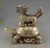 Porcelaine à Collectioner Vieux Cultre Tibet Argent Kylin et Tortue Chanceux Statue Décor