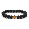 Natuurlijke Lava Stone Kralen Cross Strands Charm Armbanden Zilver Vergulde voor Mannen Dames Party Decor Lucky Sieraden