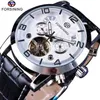 Forsining 5 Hands Tourbillion Fashion Wave Dial Design Multi Function Display Men Watches Top Brand Luxury Automatic Watch Clock Watch+Box