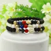 Partihandel Billiga Armband 10st / Lot Five Styles Stone With 6mm Matt Agate Lave And White Stone Lucky Beads Armband