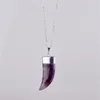 2017 Neue Vintage Bullet Quarz Kristall Halskette Anhänger für Frauen Goldkette Naturstein Amethyst Halsketten Anhänger Schmuck Bijoux 7319