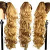 Wholesale-25inch/65cm 220g Women Long Wave Gurly Style Ponytail Claw Claw Pony Cip