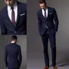 Custom Made Dark Navy Blue Men Suit Fashion Groom Suit Wedding Suits For Men Slim Fit Groom Tuxedos For Best Man(Jacket+Pants)