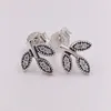 Sparking Folhas Brincho Stud com Cear CZ Authentic 925 Sterling Silver Studs Silver Fits