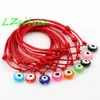 100pcs Red Wax Rope Mixed Color Resin Evil Eye Beads Charm Adjustable Bracelets