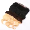 9A Hair Peruvian 1B427 Honey Blonde Ombre 360 ​​Band Band Lace Body Body Wave Full Lace Frontal Precked 360 Lace Closure 5802182