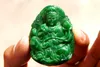 Manuell skulpturfot Grön Jade Guanyin Bodhisattva. Talisman halsband hängsmycke
