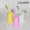 Hot Sale Mini Luminous Bong Silicone Oil Drum Water Pipe Silicone Oil Rigs With Glass Downstem and 4mm 14mm male joint quartz nail