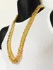 Mens Miami Cubaanse Link Curb Chain 14k Real Geel Massief Goud GF Hip Hop 11MM Dikke Ketting JayZ Epacket 211d