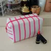 Cosmetic Bag Small Stripe Makeup Bag Black Gold Toiletry Bag Women Travel Organizer Make Up Vanity Case F20172015