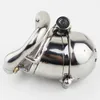 Novo design de bloqueio duplo cinto de aço inoxidável dispositivo masculino metal pênis bloqueio gaiola anel brinquedos sexuais para men6464637