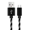 Ny 1m 2m 3M höghastighetsmetall USB flätad data Snabb laddarekabel Micro USB Typ C laddningsledning Tråd för mobiltelefoner