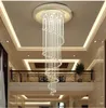 Modern Spiral Crystal Chandeliers Lighting Raindrop Stairs Chandelier Lamps GU10 Pendant Light Fixtures for Dining Room Indoor Home Deco