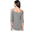 Atacado- 2016 Quente Mulheres Design Design Rodada Camiseta Casual Loose Off Ombro Tops Tees Nova Chegada