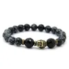 Hot Sale Smycken Snowflake Obsidian Antik Silver Buddha Bracelet Yoga Armband Nya produkter för Herr och Kvinnors Present