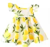 11 designer körsbär citron bomull baklöst tjejer blommig strand klänning söt baby sommar backless halter dress barn vintage blomma klänning