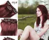 İnsan Saç Uzantıları 14 "-26 '' Bakire Remy Klip 80g 7 Adet Tam Başkanı Set Renk # 99J Bordo Kırmızı