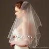 2017 Hochzeit Braut handgemachte mehrere Schichten Perlen Halbmond Rand Braut Zubehör Schleier 1M lange weiße Farbe mit Kamm