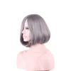 Woodfestival Silver Grey Ombre Wig Short Bob合成ヘアWIGS耐熱性繊維のウィッグコスプレ女性灰色の高品質