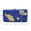 Königsblaue Perlen-Brautschuhe mit passender Tasche, wunderschönes Design, Pfauen-Stil, Strass-Hochzeitsparty-Schuhe mit Clutch357Q