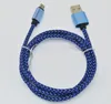 Micro USB-typ C 1M 3FT 2.0A WAVE Flätad Aluminiummetalladapter Laddare Kabel Nylon flätad ledning Tråd för smart telefon 1000PC