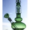 Blue Green Hookahs Straight Tube Glass Bong Double 4 Arm Trees Perc Oil Dab Rigs 18mm Joint Water Pipes With Diffused Downstem GB1218