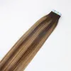 Skin Weft Tape In Human Hair Extensions PU Tape Hair 40pcs set 14 - 24 inches Balayage Ombre Hair Color Highlight Hairstyle