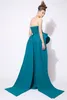 Azzi E Osta Teal Hunter Vestidos de Baile Árabe Oriente Médio Vestidos de Noite Strapless Bateau Lantejoula Frisado Formal Vestido Desgaste